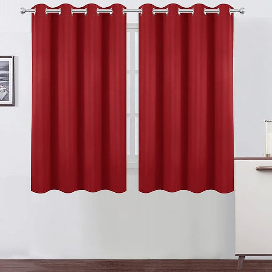 LEMOMO Bright Red Blackout Curtains 52 x 54 Inch Length/Set of 2 Curtain
