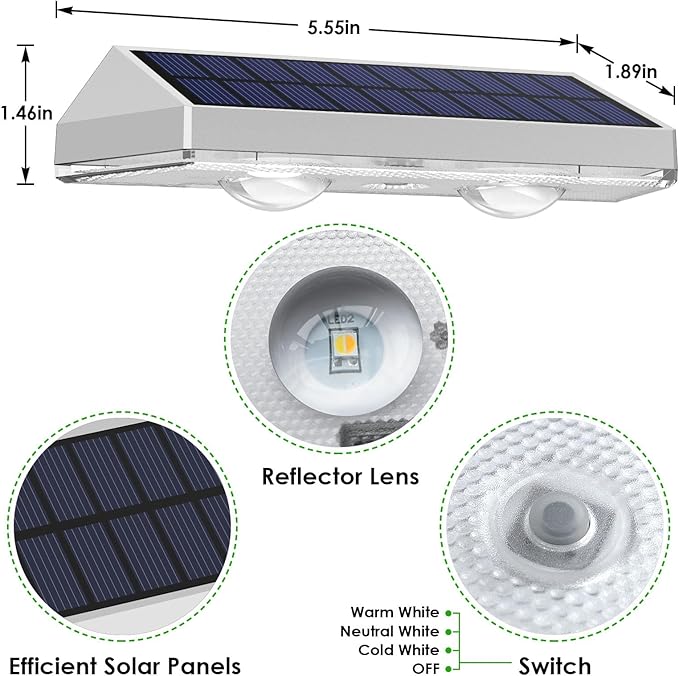 LIANGLOME 2 Pack Solar Fence Lights