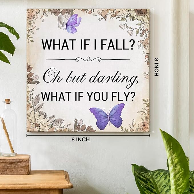 Inspirational Purple Butterfly Wall Art Decor, What If You Fly Motivational