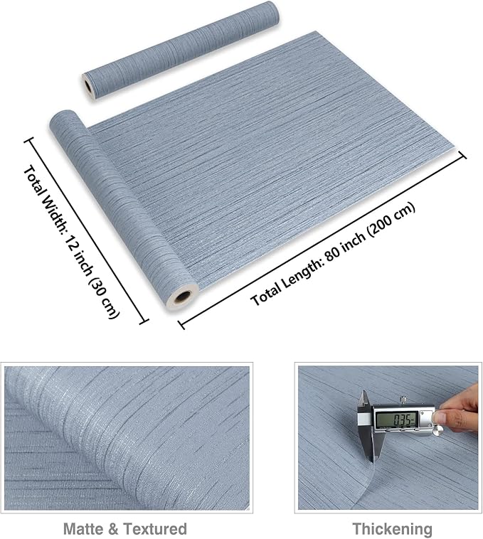 CRE8TIVE Grasscloth Peel and Stick Wallpaper Textured Blue Grass Cloth