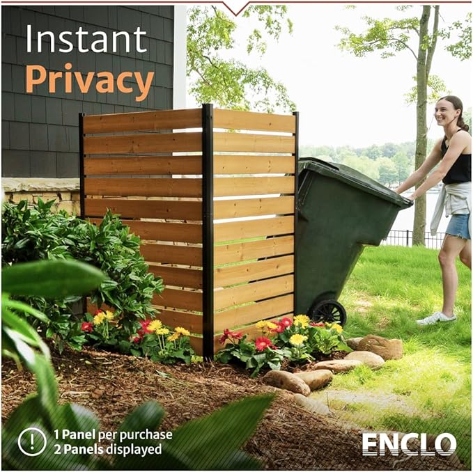 5ft H x 3.2ft W No Dig Enclo Concord Cedar Wood Privacy Screen, Great to Hide