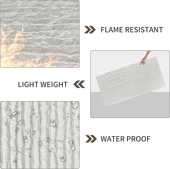 3D Faux Stone Wall Panels, Lightweight & Waterproof Accent Marble Flowing Stone