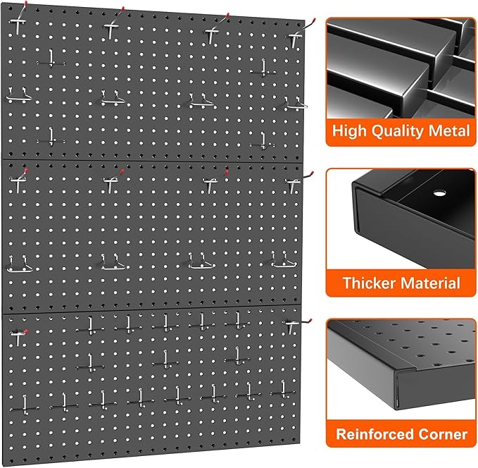 TORACK 3 PCS Metal Pegboard Panels