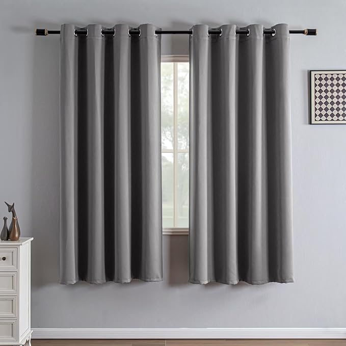 IGEMAEVE Light Grey Blackout Curtains 72 Inch Length 2 Panels Set, Grommet