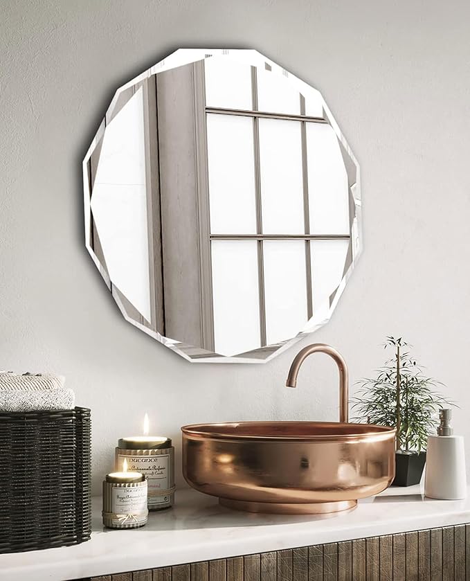 Bathroom Mirrors for Over Sink, Round Frameless Mirrors for Wall, 30x30 Inch