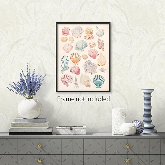 Pink Seashell Posters Coastal Cowgirl Canvas Wall Art Beach House Starfish