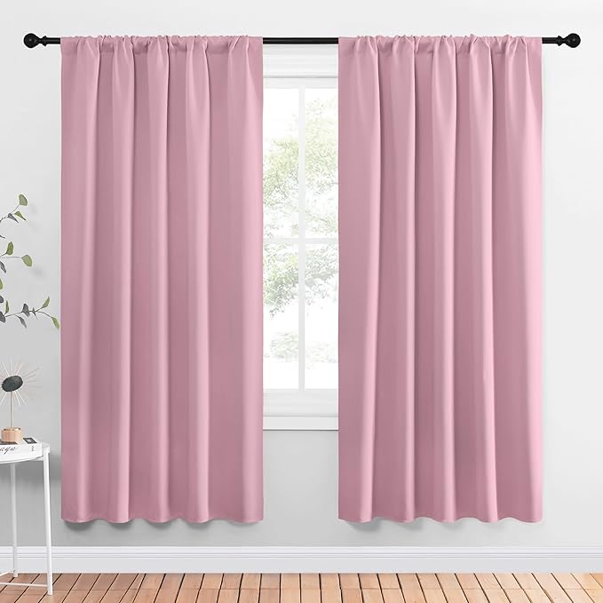 NICETOWN Window Curtains Blackout Drapes, Rouge Pink, 1 Pair, 52 by 72-Inch
