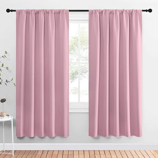 NICETOWN Window Curtains Blackout Drapes, Rouge Pink, 1 Pair, 52 by 72-Inch