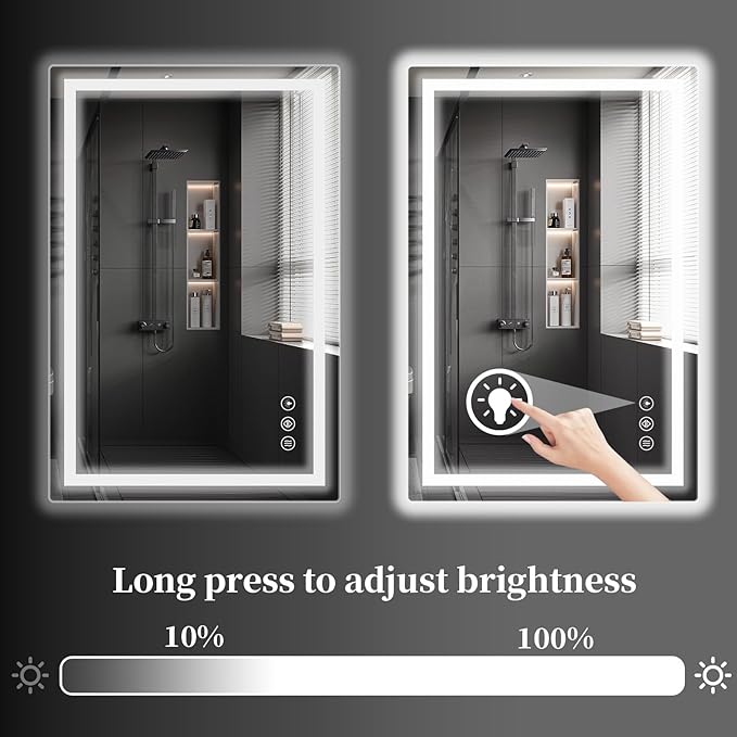 Koonmi 48"x32" LED Mirror for Bathroom, 90CRI Anti-Fog Vanity Mirror