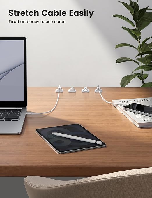 5Pack [Spring Fixed] Cord Holder Clips, Desk Organizer Accessories- Lamicall Cable Holder Mother's Day for Mother, Cable Management, Workspace Organizer & Accessories, Wire Clips for Nightstand