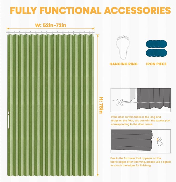 AJAZZ 100% Blackout Magnetic Door Curtain Accordion Door Accordion Doors
