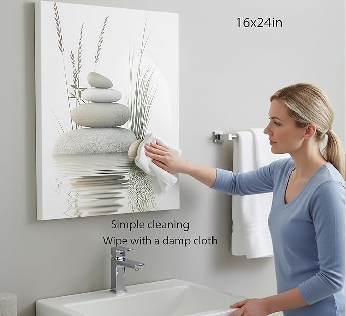 KBIERQN Zen Stone Canvas Wall Art Stacked Stones in Water Poster Print Tranquil