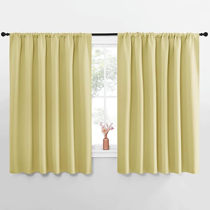 NICETOWN Blackout Curtains for Bedroom, Paler Yellow, 1 Pair, 62 by 63-inch