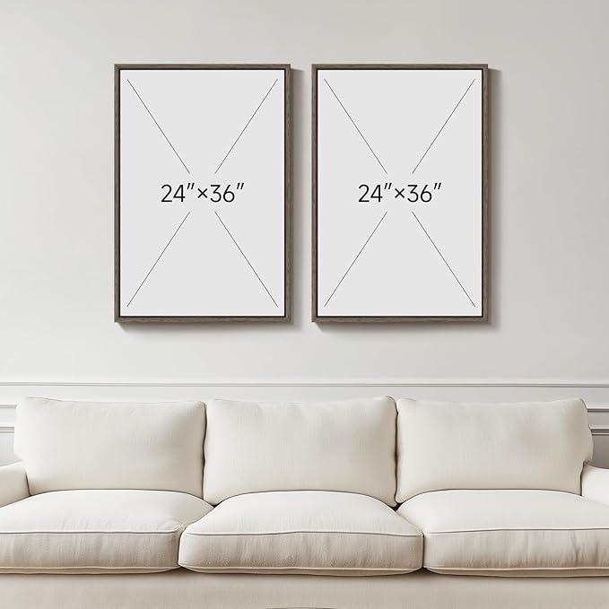 Large Framed Green Abstract Wall Art, 2 Piece Modern Canvas Art Prints Paintings