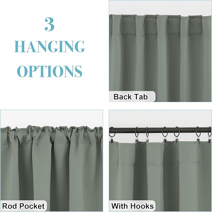 RYB HOME Sage Green Blackout Curtains