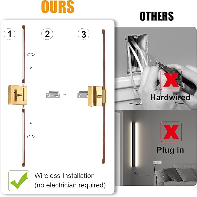 Morauroral Walnut Battery Operated Wall Sconce
