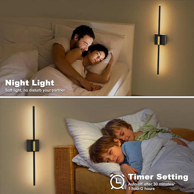 31.5 Inch Battery Operated Wall Sconce Set of Two, 8000mAh USB Rechargeable