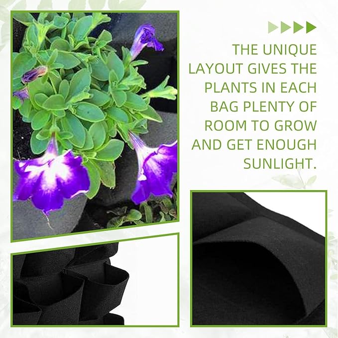 LITLANDSTAR 18 Pockets Hanging Grow Bags, 2 Pack Horizontal Wall Planter Plant