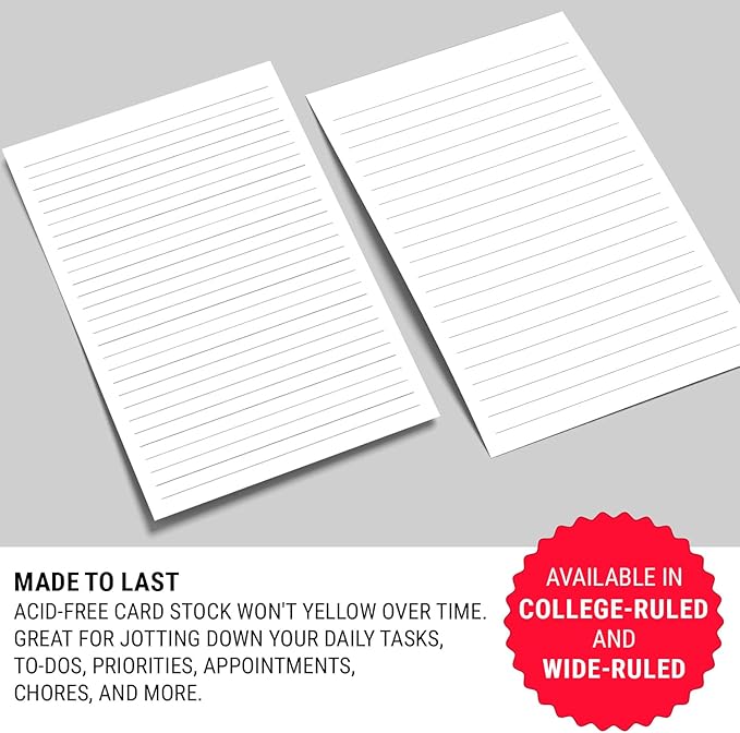 321Done Ruled Notepad - 50 Sheets (5.5" x 8.5") - Luxury Planning Note Pad with Lines - Thick Premium Paper - Made in USA - Plain White