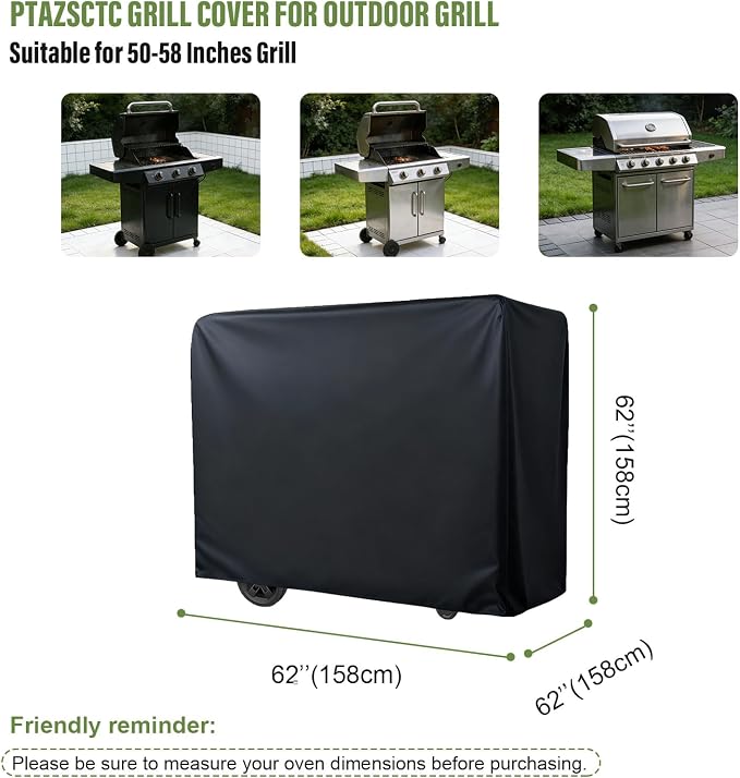 Grill Covers Heavy Duty 58inch,420D Grill Cover Waterproof for Outdoor Grills,BBQ Covers for Outside,Gas Grill Cover,UV & Fade Resistant with Adjustable Straps, Barbeque Accessories for Blackstone