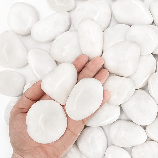 9lb White River Rocks for Plants, 1-3 Inch Pebbles for Indoor Plants, Polished Garden Rocks Outdoor Landscaping, Decorative Stones for Vases, Succulents, Aquarium, Walkways