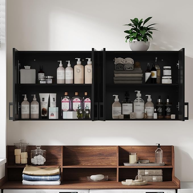 ChooChoo Laundry Room Cabinets, 4 Doors Wall Mounted Storage Cabinet, Kitchen