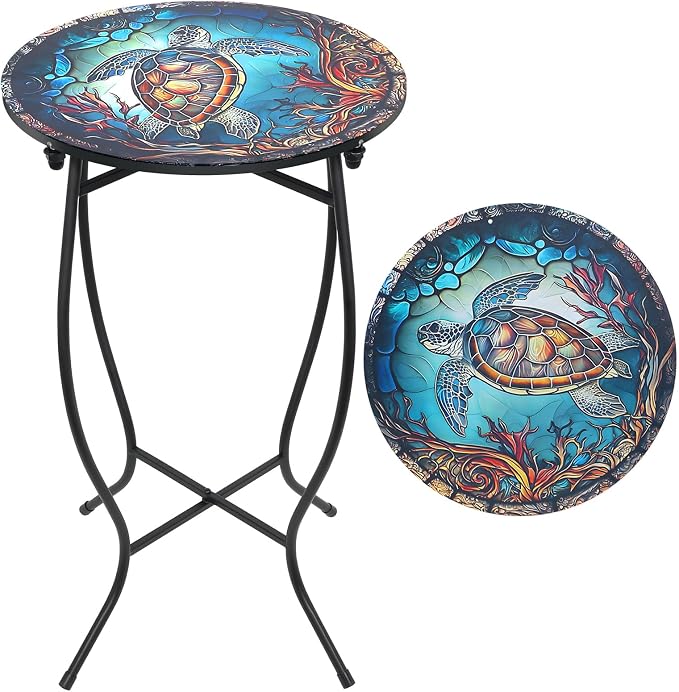 Round Side Table, 21 Inch Tall Side Table for Flower Pots Vase Home Decor, Weather Resistant Patio Table Plant Stand for Indoor Outdoor Use, Easy Assemble