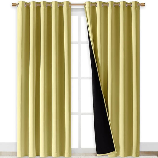 NICETOWN Paler Yellow Full Shade Curtain Panels, Pair of Energy Smart & Noise