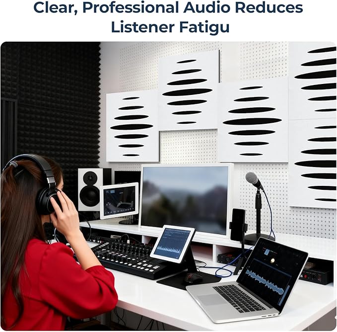 6 Pack Acoustic Wall Panels Self-Adhesive, 23.6" x 23.6" x 0.5" Acoustic Panels