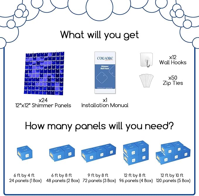 COKAOBE Blue Shimmer Wall Backdrop, Photo Backdrops