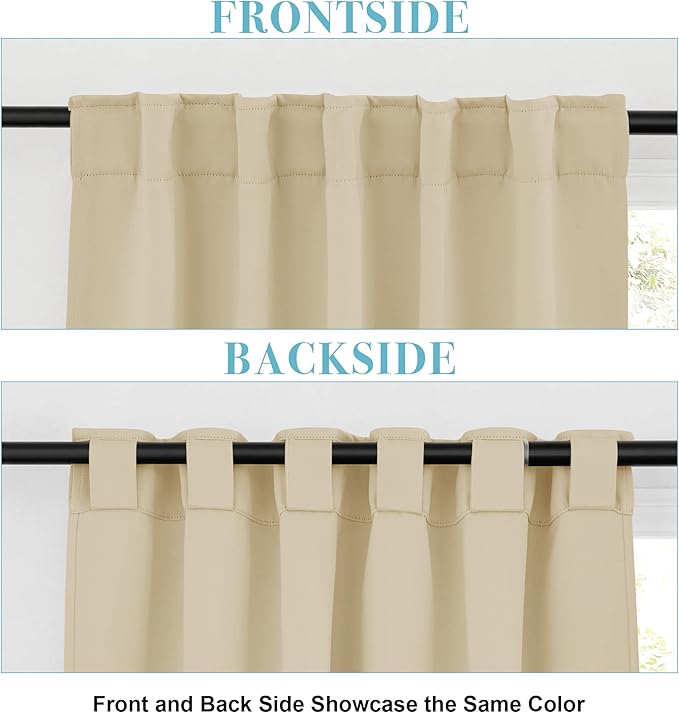 RYB HOME Short Blackout Curtains 63 inches, Solid Heavy Duty Small Window