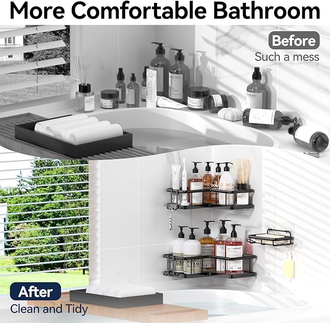 YASONIC Shower Caddy Corner, No Drilling Shower Organizer Corner