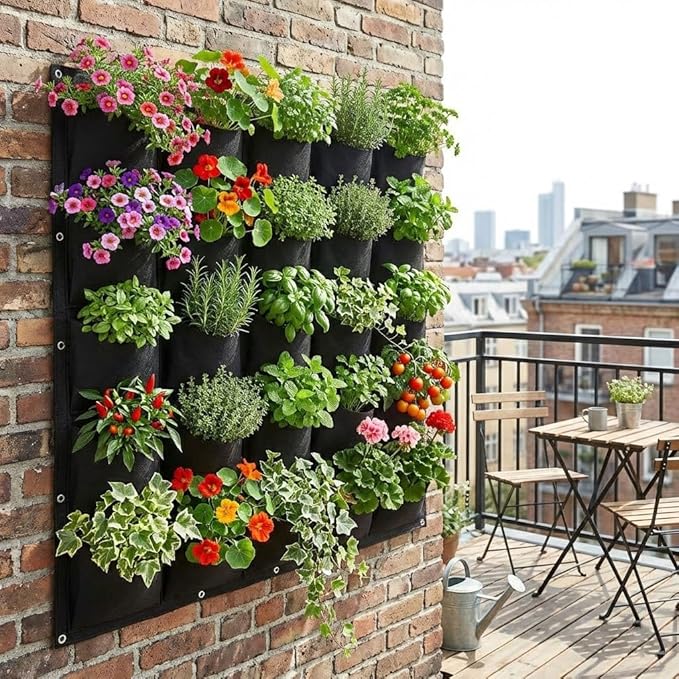 WFIST Vertical Hanging Planter Bag, Breathable Felt Wall Garden Planter