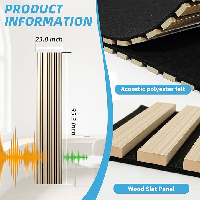 Art3d 2-Pack Acoustic Wood Slat Wall Panel