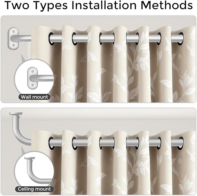 Curtain Rods 36-88 Inch, 1 Inch Adjustable Heavy Duty Room Darkening Window