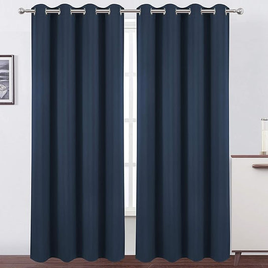 LEMOMO Blackout Curtains 66 x 95 inch/Navy Blue Curtains Set of 2