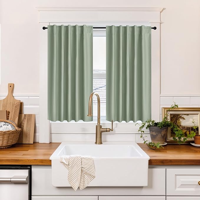 RYB HOME 100% Blackout Short Curtains