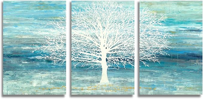 Yihui Arts Teal and Blue Canvas Wall Art