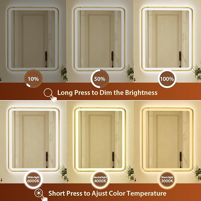 36x48 Inch LED Bathroom Mirror