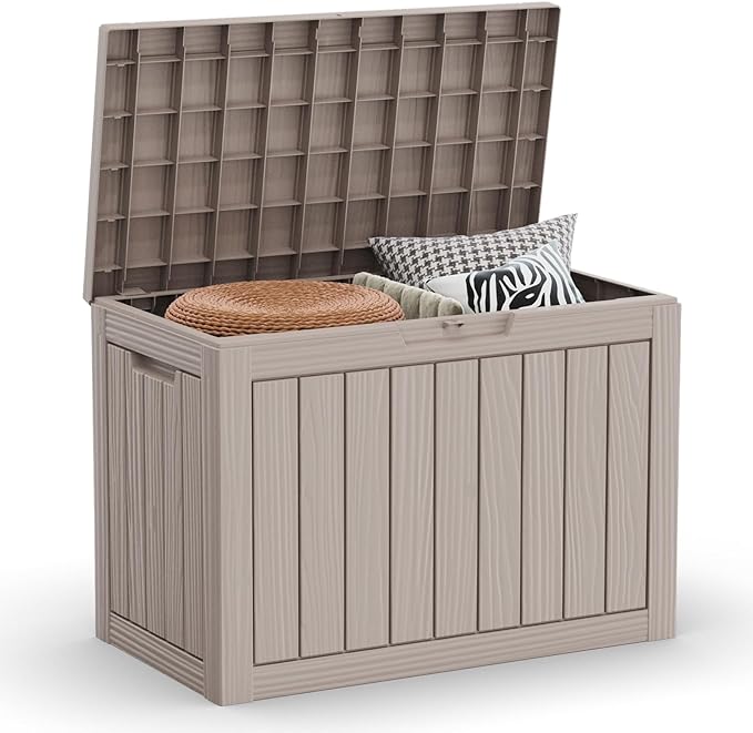 45 Gallon Outdoor Storage Box â Waterproof Deck Box for Garden & Patio,Light Brown