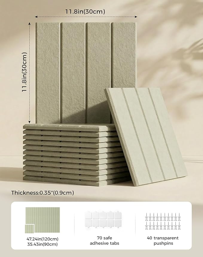 Aothia 12-Pack Felt Bulletin Board Tiles, 48x36 Modular Pin Board