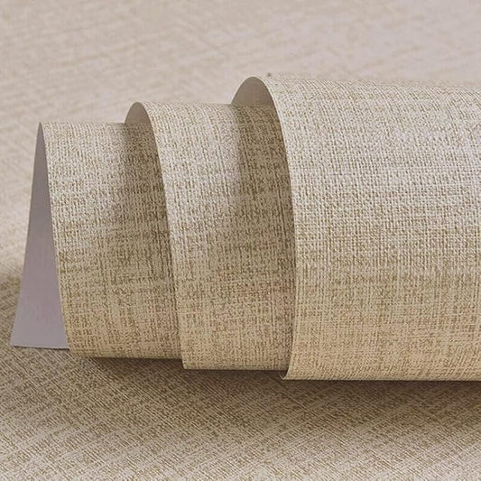 TANONE Khaki Contact Paper Peel and Stick Wallpaper, Grasscloth Beige Wallpaper