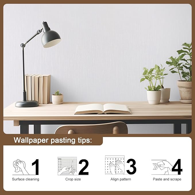 Grasscloth Peel and Stick Wallpaper White Gold Wallpaper15.7 x 118" Linen