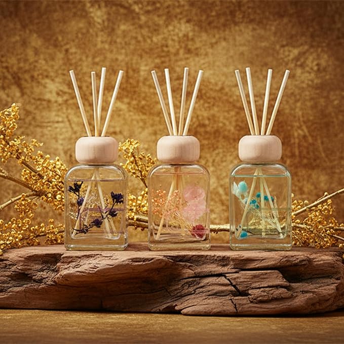 Orelune Reed Diffuser Set Gardenia Floral, 3.4 fl oz - Elegant Home Fragrance with Sticks - Long-Lasting Scented Oil Reed Diffuser for Bedroom, Bathroom Shelf Decor & Living Room(Gardenia Floral)