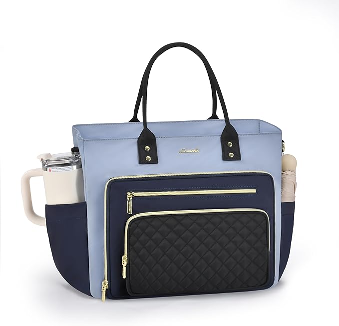 LOVEVOOK Laptop Tote Bag for Women, Teacher Work Bags Computer Laptop Bag, Nurse Bags With Large Cup Holder, Professional Briefcase Business Large Purses Handbag, Diaper Bag Mother Gift, 17 Inch