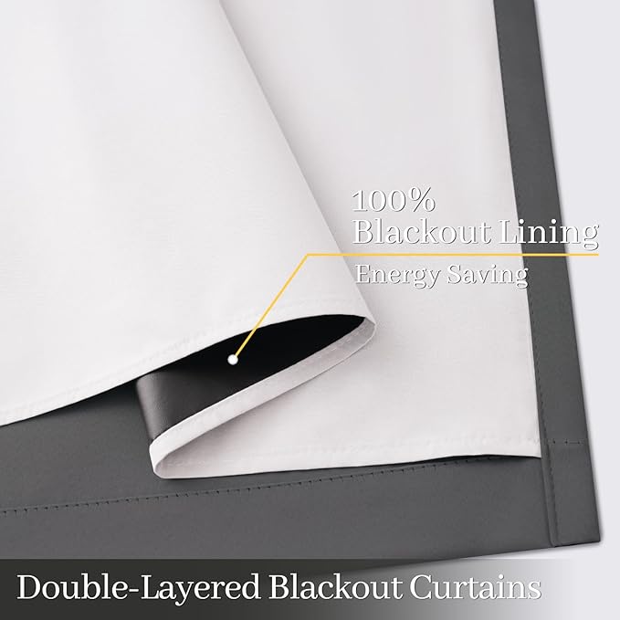 Yakamok 100% Blackout Curtain Panels 84 inches Cold and Light Blocking Drapes