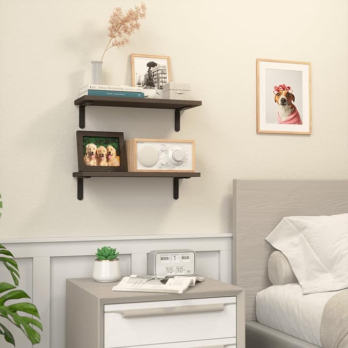 RICHER HOUSE Floating Shelves for Décor, Rustic Wood Wall Shelves for Bedroom