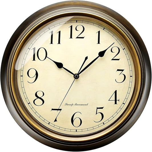 Plumeet Metal Wall Clock, Arabic Numerals, Battery Operated