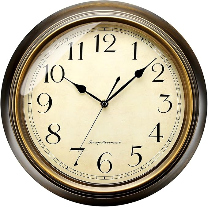 Plumeet Small Metal Wall Clock, Arabic Numerals, Battery Operated