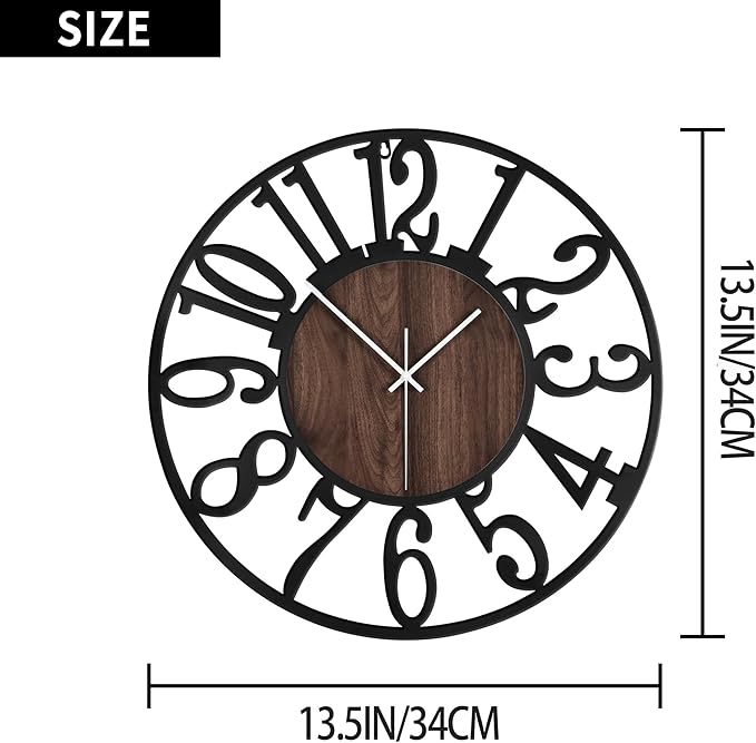 1st owned Wall Clock for Living Room -13" Silent Non Ticking, Battery Operated